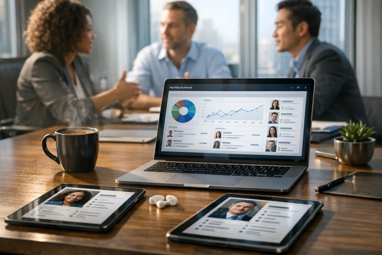 Hiring managers reviewing the best recruiting software list of 2024 to compare top platforms and features.