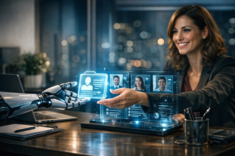 HR managers using hiring automation and AI-driven tools to streamline recruitment and enhance candidate experience