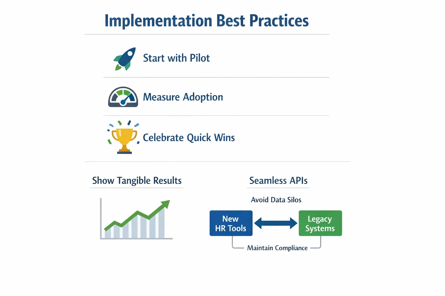 Team illustrating HR tech innovation best practices, from pilot launch to measuring adoption and celebrating quick wins.